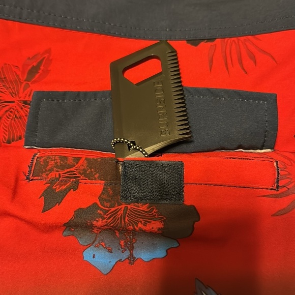 Burnside Men Sz 36 Board Shorts Swim Trunk Blue Black Red Drawstring has Pockets - Picture 4 of 4